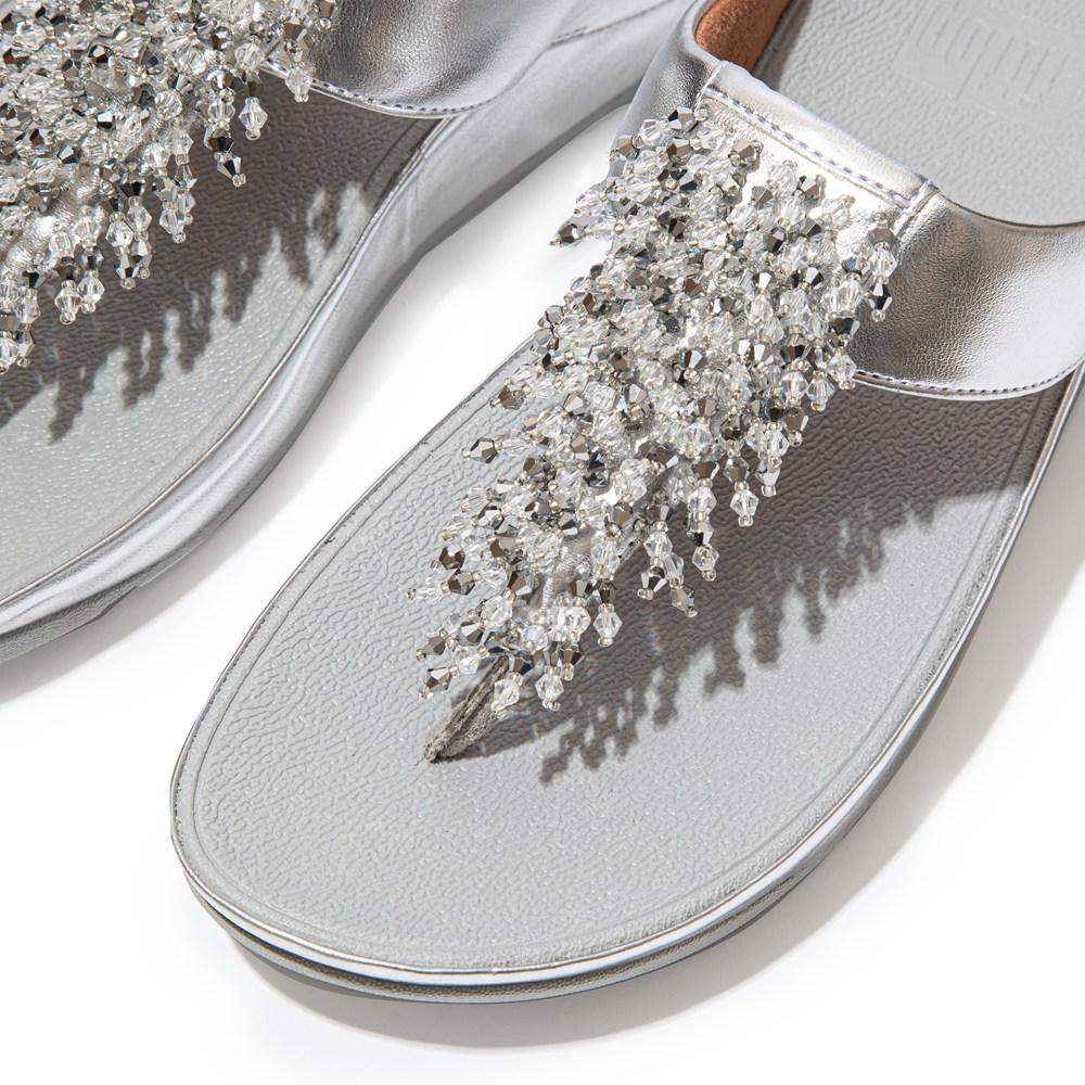 Fitflop Womens Sandals Silver - Rumba Beaded Toe-post - LH9418532